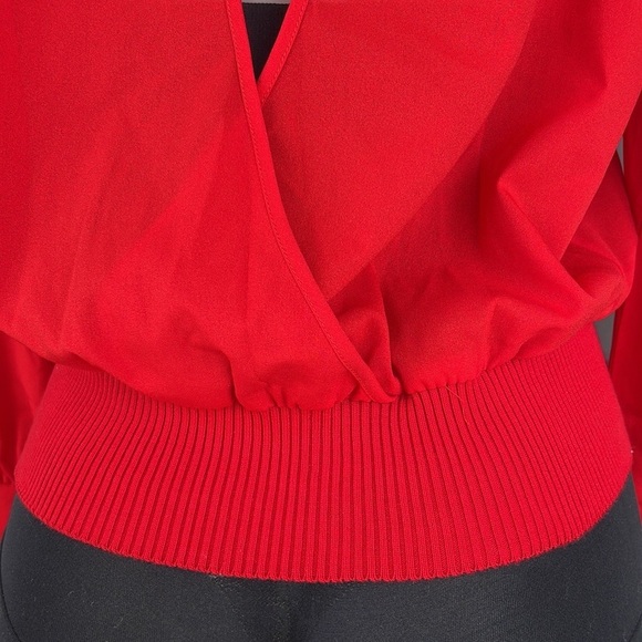Good Time USA Long Sleeve Red Open Back Puff Sleeve Mock Turtleneck Top Size L - Picture 7 of 10